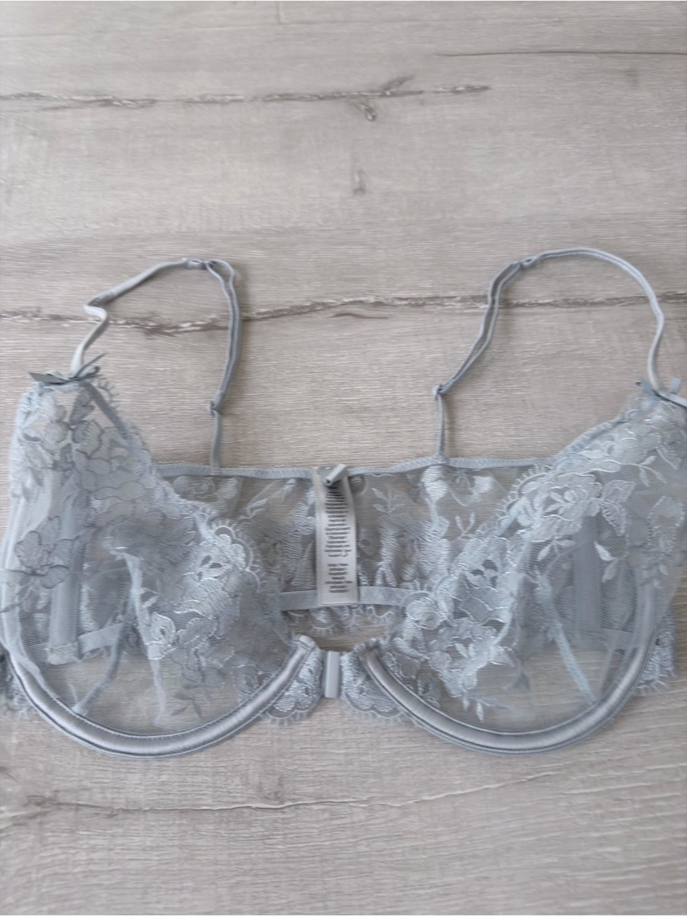 SPANX Sheer Lace Underwire Bra in Light Blue-Gray